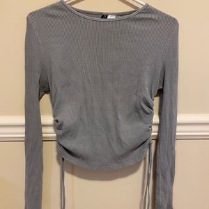 Ribbed Grey Long Sleeve Top